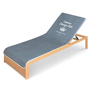 HOMELEVEL Frottee Schonbezug für Gartenliege – Auflage Strandliege 75x200cm – Liegenauflage mit Kapuzenüberschlag waschmaschinenfest – Anthrazit/Lounge