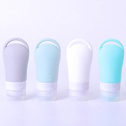 TSA Certified Portable Silicone Travel Bottle Set, Leak Proof Squeezable Travel Size Toiletries Containers, Refillable Travel Accessories for Shampoo Lotion Liquids 4 Pcs 0(2 fl. oz)