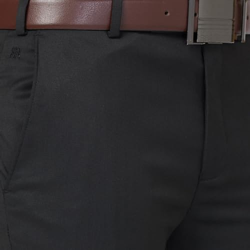 Image of Raymond Men's Mid Rise Slim Fit Structure Pattern Polyester Blend Pleated Formal Trouser