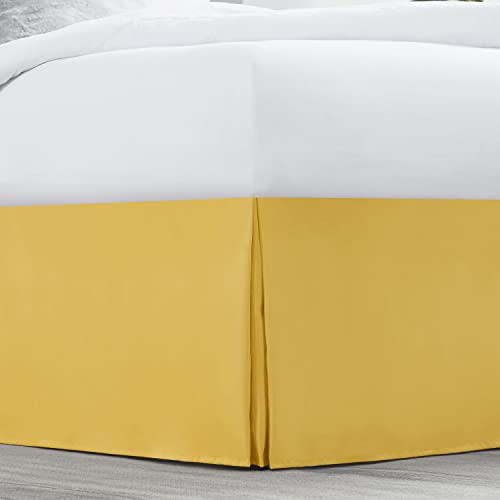 Image of Nestl Yellow Bed Skirt Queen Size - Queen Bed Skirt 14 Inch Drop - Brushed Microfiber Bed Skirts - Hotel Quality Pleated Bed Skirt - Shrinkage & Fade Resistant
