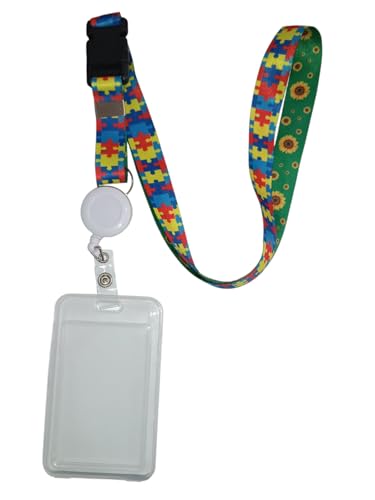 Genérico Cordão Autismo Girassol Duplo + Porta Crachá Clip + Port...