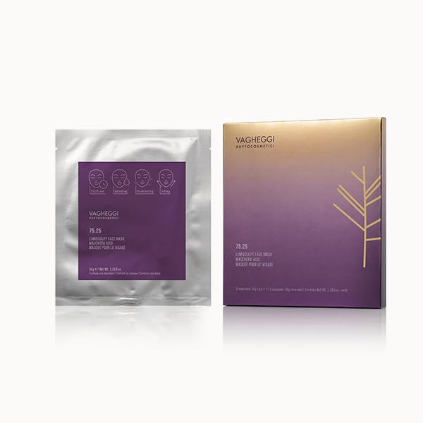 Vagheggi 75.25 LumiSculpt Face Mask 3 pz, Maschera Viso Hydrogel Effetto Lifting e Glow, con NAD+ Activator, Acido Ialuronico, Lapacho, Vitamina C e Acido Ferulico