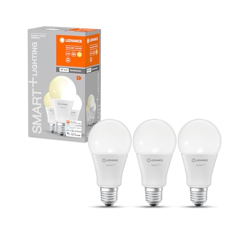 LEDVANCE Lampada LED intelligente con tecnologia WiFi, attacco E27, bianco caldo (2700K), sostituisce le lampade a incandescenza con 100W, SMART+ WiFi Classic dimmerabile, confezione da 3