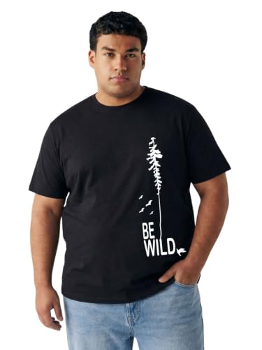 Image of Toodlegram - 100% Pure Cotton Plus Size T Shirt for Men- Regular Fit - Half Sleeve Roundneck Stylish Tshirt - Graphic Printed Be Wild (Size - 2XL to 10XL)