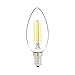 Amazon Basics 60W Equivalent, Clear, Soft White, Dimmable, 4.5 W, 15,000 Hour Lifetime, B11 (E12 Candelabra Base) LED Light Bulb , 12-Pack