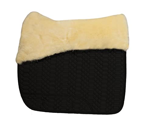 Engel Reitsport | SCHABRA1AP-D-SCH-MED | Schabracke | Aufpolster Korrektur | Steppstoff | Lammfell im Sattelbereich | Half Lined |Fellkranz vorne | Dressur | Stoff schwarz Fell med.