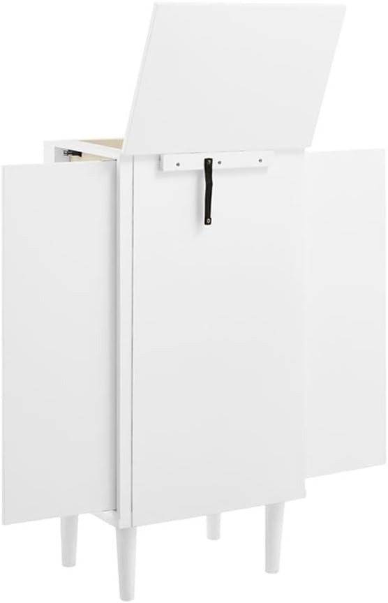 Pemberly Row 7-Drawer Jewelry Armoire, Wood Construction, Flip Top Vanity Mirror, White Finish, 38" H x 18" W x 13.25" D, Felt-Lined Drawers, Side Panels with Hooks, Compact Design for Jewelry