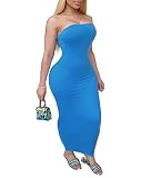 Ophestin Women Strapless Tube Top Bodycon Dress Sexy Sleevelss Maxi Club Dress Beach Long Dresses Li