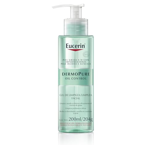 EUCERIN Gel de Limpeza Facial Antiacne DermoPure Gentil 200ml, Pele Mista e Oleosa, Suave, Demaquilante
