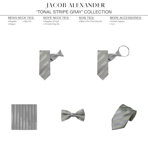 Jacob Alexander Boys' 14 inch Stripe Tonal Clip-On Neck Tie4