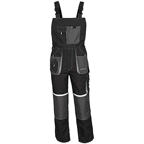 ArtMas Bib and Brace Dungaree Mens Multi-Pocket Cargo Heavy Duty Work Overalls, Triple Stitched Cordura Reinforcing Stress Points Knee Pad Pockets, Hi Vis (38/40 Inch - 56 EU, NO Knee pad) Grey Cover