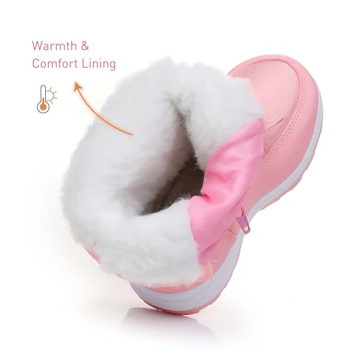 Ahannie Boys Girls Snow Boots Toddler Kids Winter Boots Water Resistant Warm Side Zipper Shoes(Toddler/Little Kid)3