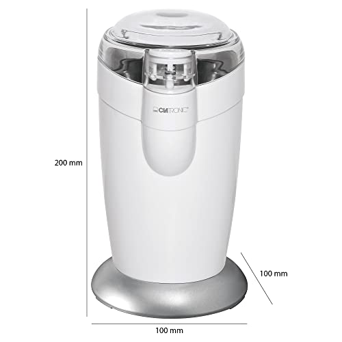 Foto von Clatronic® elektrische Kaffeemühle | Edelstahlschlagmesser | Fassungsvermögen 40 Gramm | 120 Watt Motor | Edelstahl-Bohnenbehälter | KSW 3306 weiß
