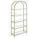 VASAGLE Regal, Bücherregal mit 5 Ebenen, Standregal aus Hartglas, Aufbewahrungsregal, bogenförmig, Metallstruktur, für Wohnzimmer, Schlafzimmer, Arbeitszimmer, Bad, goldfarben LGT050A01