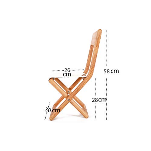 Cowhide Solid Wood Fold Backrest Stool for Home Travel Train Fishing Camping Picnic 30×26×58CM (Size : 30×26×58CM)