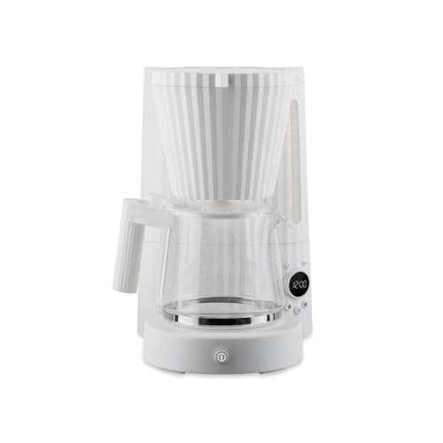 Alessi Plissé MDL14 W/UK - Design Drip Coffee Maker, with Automatic Start Function, in Thermoplastic Resin, British Plug 1100 W, 150 cl, White