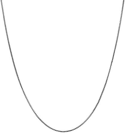 Honolulu Jewelry 14K Real Solid White Gold 0.5mm or 1mm Box Chain Necklace, 16" - 24"