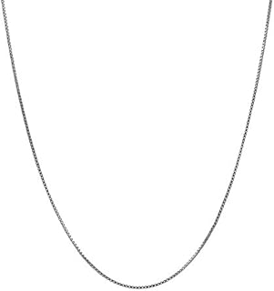 Honolulu Jewelry 14K Real Solid White Gold 0.5mm or 1mm Box Chain Necklace, 16" - 24"