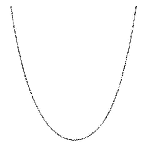 Honolulu Jewelry Company 14K Thin Real Solid White Gold 0.5mm Box Chain Necklace Spring-Ring Clasp - 20 Inches Cover