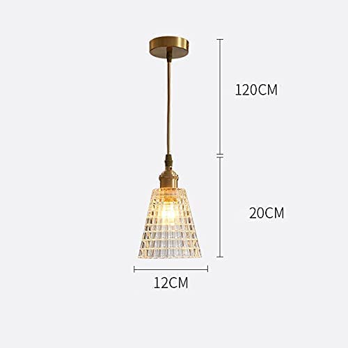 Lámpara colgante de cristal redonda y cobre con altura ajustable 5