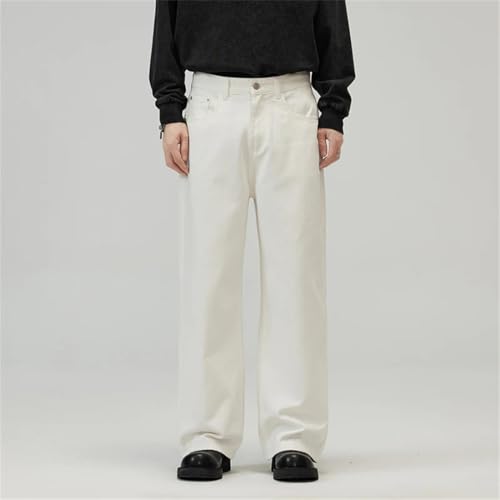 Men's Cotton Baggy Straight Jeans Comfortable Soft Casual Pants Korean Denim Trousers4
