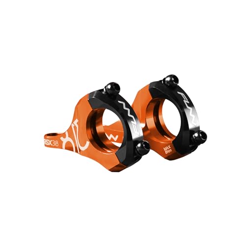 Funn RSX Mountain Bike Direct Mount Bike Stem with 31.8mm Bar Clamp 2 Pieces Lightweight Split Design for Dual Crown Forks Adjustable Extension 45-50mm with 20mm Rise (Orange)