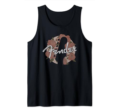 Fender Floral Circle Guitar Silhouette Tank Top, Black