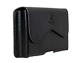 Matador Ledertasche BlackBerry KeyOne Handytasche Gürteltasche ECHT Nubuk Leder Hülle Case mit Gürtelclip, Schlaufe und Magnetverschluss Crazy Black - 5