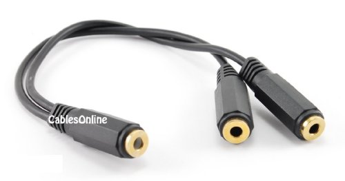 Cable divisor estéreo 3.5 mm hembra doble 9 pulgadas miniatura 1