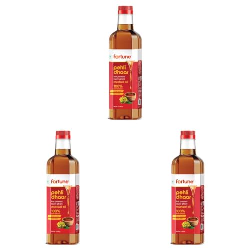 Image of Fortune Pehli Dhaar First Pressed Kachi Ghani Mustard Oil 1 L (Pack of 3)