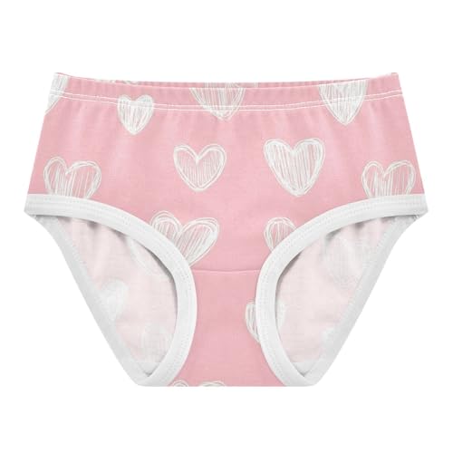 Wusikd Hearts White Girls' Underwear Cotton Girls Briefs Soft Toddler Underwear 2T