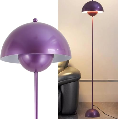 Alpinaluz Lampadaire en Acier avec Abat-jour Bombé – Style Scandinave et Rétro – Éclairage Indirect vers le Bas – Douille E27 – Interrupteur au Pied – Pour...