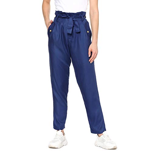 Campus Sutra Regular Fit Women Blue Stylish New Trends Casual Palazzos in blue