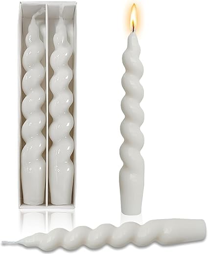 Elegant White Spiral Taper Candles - Scented & 6 Count -1