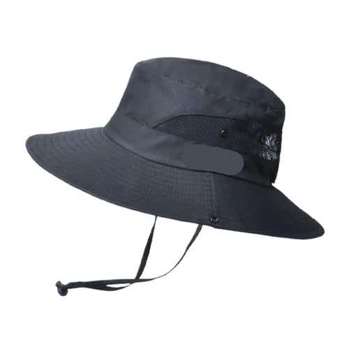 Chapeau seau pliable pour femme avec trou queue de cheval et protection solaire
