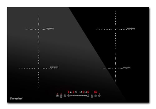 30 Inch10600W Induction Cooktop,AMZCHEF 9 Levels Electric Cooktop with 5 BOOST Burners,Bulid-in Induction Cooktop Control by Slide Touchscreen,Child Safety Lock,Independent Timer,No plug,240V