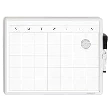 U Brands Magnetic Monthly Calendar Whiteboard, 14" x 11", Dry Erase Monthly Planner Board, Magnetic Calendar for Home, Office, Kitchen, Classroom, Includes Marker & Magnet