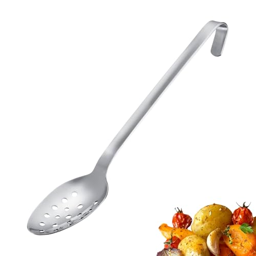 Westmark Ladle Pro, Cuchara de cocina de acero inoxidable con agujeros y gancho para colgar, Práctica cuchara para verduras y cuchara para servir, plateado, 45 cm
