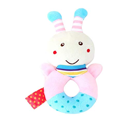Preisvergleich Produktbild Koojawind Neugeborenes Baby Rasseln Ring PlüSchtiere Handbell Zupacken Weiches AngefüLltes Rassel Spielzeug FüR Kleinkind-Elefant, LöWe, Frosch, Kaninchen