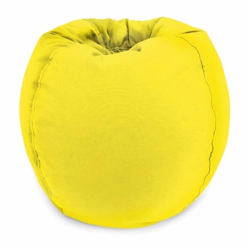 Lightweight 25-Inch Round Kids Bean Bag Chair in Vibrant Yellow Color | Highly Durable and Soft Material with Double-Locking & Child-Safe Zipper, Casual Style