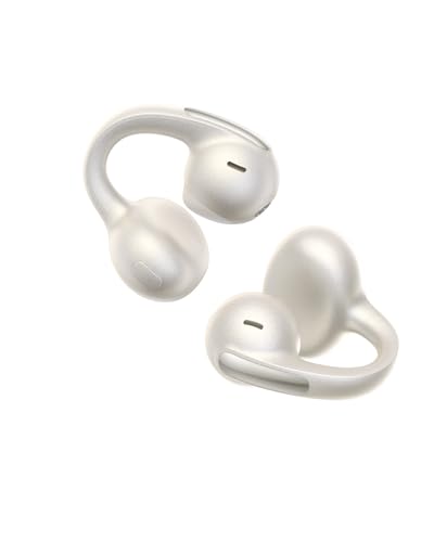 Image of Baseus Bowie MC1 Pro Open Ear Clip-On Headphones, Hi-Res LDAC & HiFi4 Acoustic Sound, 5g Ultra-Lightweight Comfort, SuperBass 2.0, DNN 4-Mic AI Clear Calls, IP67 Waterproof, Bluetooth 6.0 (White)
