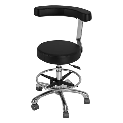 QUNZIDRESS Adjustable Ergonomic Dental Stool with Backrest, Rolling Doctor Chair for Dentists, Hygienists, Assistants & Medical Professionals