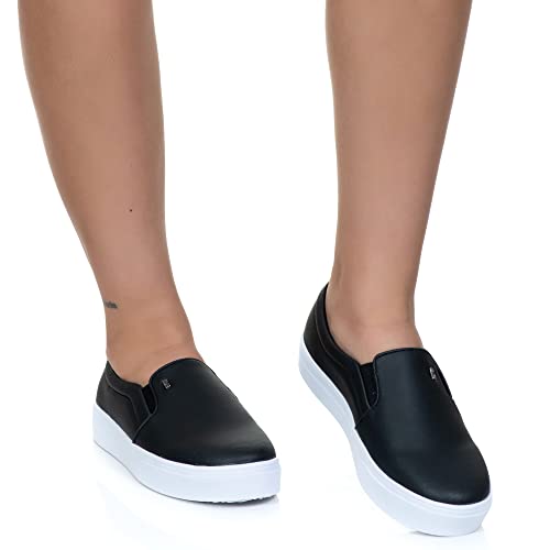 Slip On Feminino Iate Casual Preto Estilo Shoes (Preto, BR, Adulto, Numérico, 37)
