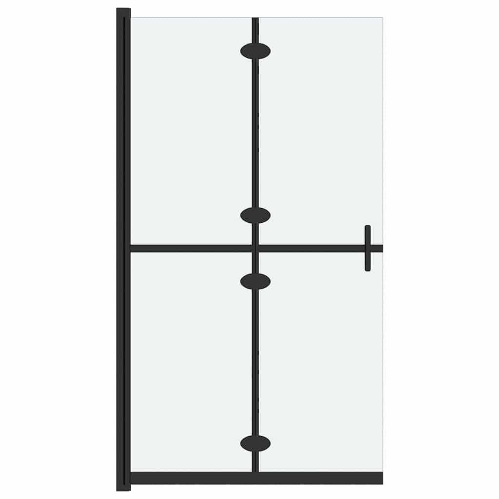 vidaXL Walk-in Shower Wall - Black Aluminium Frame with Frosted Tempered Glass, Foldable 4-Panel Design, 70x190cm, Easy Clean Surface, Space Saving”