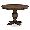 East west furniture fe3 07 tp ferris kitchen dining table a round wooden table top with pedestal base 48×48 inch distressed jacobean  urban country home decor