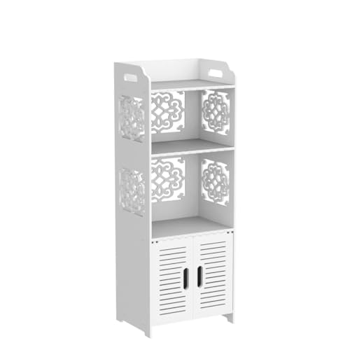 Bathroom Storage Cabinet Floor Standing Waterproof Organizer Rack Book Shelf White Robust Bathroom Furniture for Living Room Bedroom, Kitchen Hallway Silm Tall Cupboard Home Store - Image 5