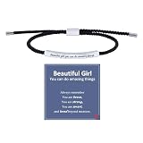 Inspirational Gifts for Women, Stainless Steel Personalized Engraved Encouragement Mantra Beacelet Friendship Birthday Motivational Jewelry for Women Friends (You can do amazing things-Tube Black+Silver)