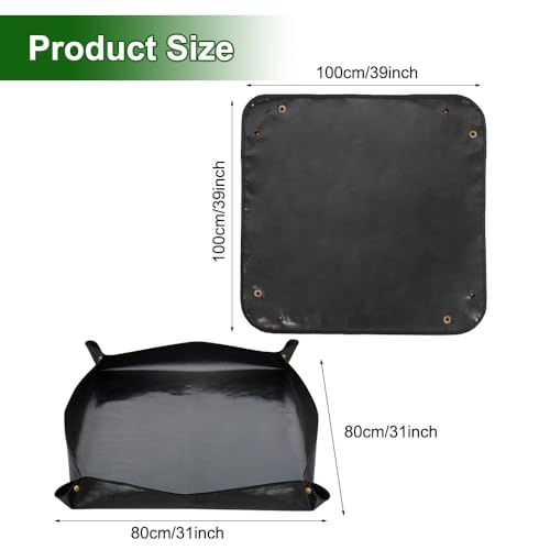 2 Stück wasserdichte Pflanzmatte 100x100 cm PE Gartenmatte Pflanzmatte Faltbar Pflanzunterlage,Anti-Leckage-Design,Pflanzen Umtopfmatte Schwarz Pflanzunterlage für Umtopf,Sukkulenten,Sämling Schwarz