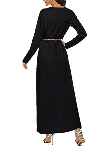 CHICTRY Womens Solid Muslim One-Piece Prayer Dress Arabian Round Neck Kaftan Abayas Muslim Dress2