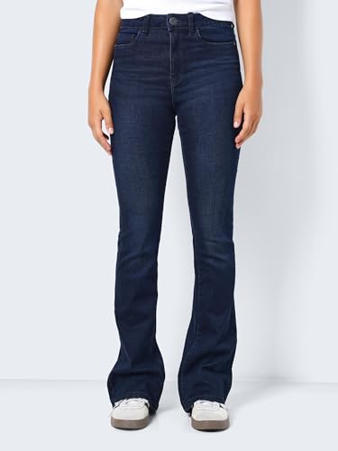 NOISY MAY Damen Flared Schlag Jeans High Waist Denim Stretch Hose Wide Vintage Pants NMSALLIE, Farben:Dunkelblau, Größe:28W / 34L – Ansicht 2